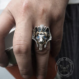 Egypt Sphinx Cat Sterling Silver Pharaoh Ring | Gthic.com