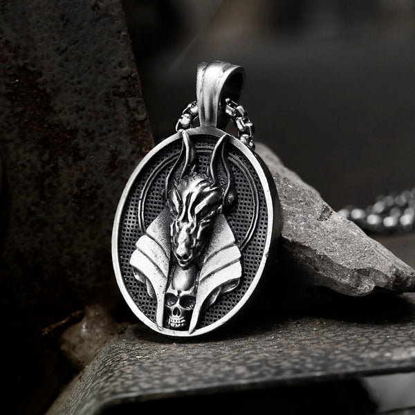 Egyptian God of Death Anubis Pure Tin Skull Necklace | Gthic.com