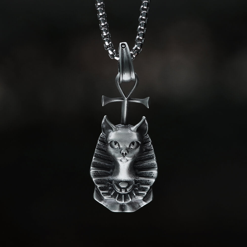 Egyptian Pharaoh Cat Mafdet Pure Tin Necklace | Gthic.com