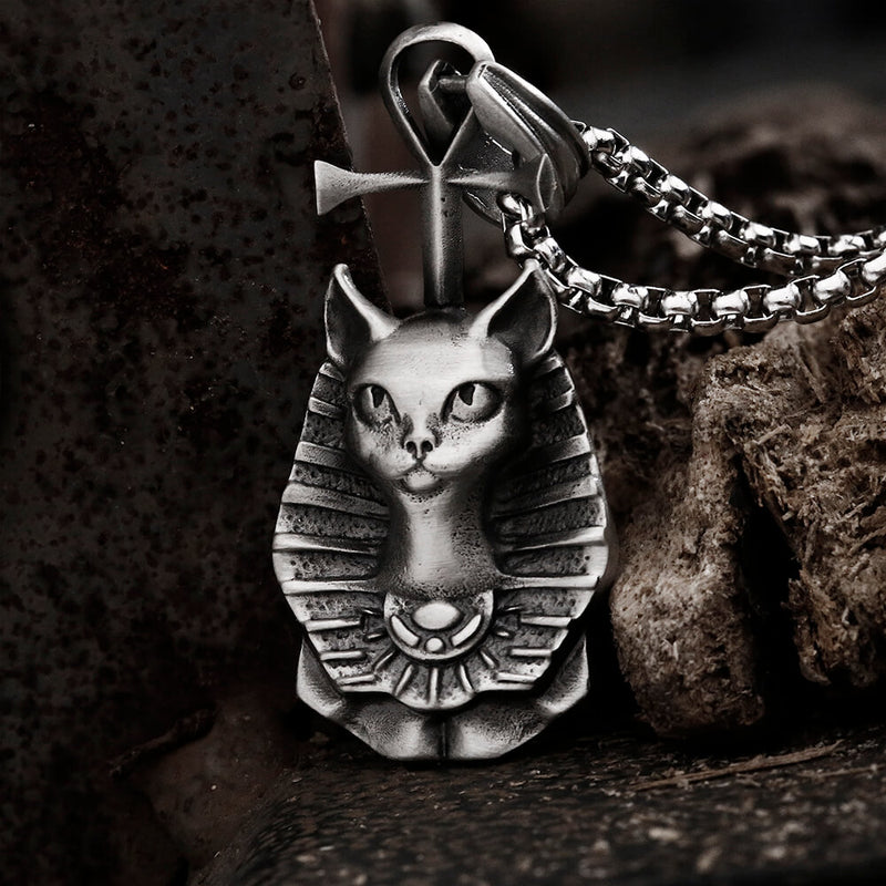 Egyptian Pharaoh Cat Mafdet Pure Tin Necklace | Gthic.com