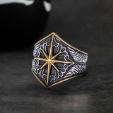 Eight Pointed Star Stainless Steel Ring 01 | Gthic.com