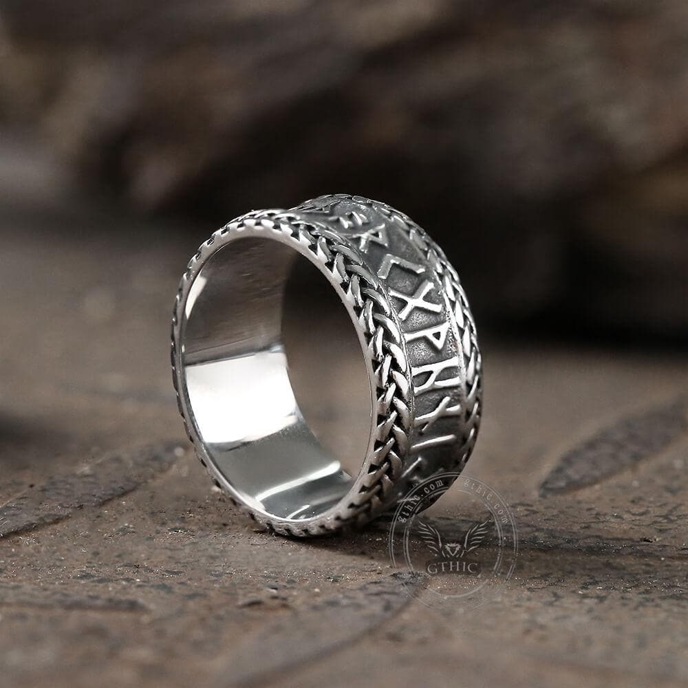 Elder Futhark Runes Stainless Steel Ring | Gthic.com