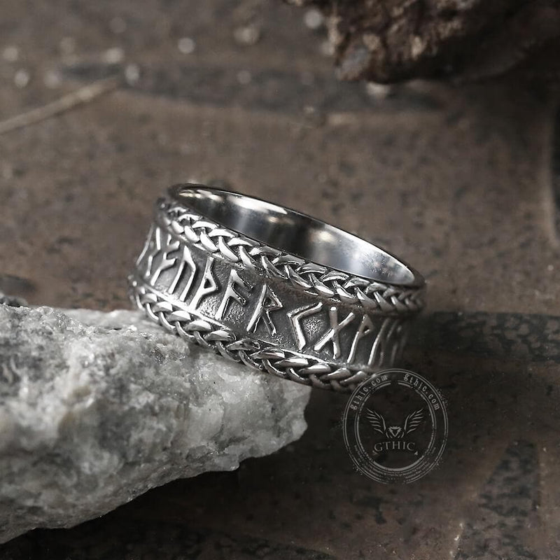 Elder Futhark Runes Stainless Steel Ring | Gthic.com