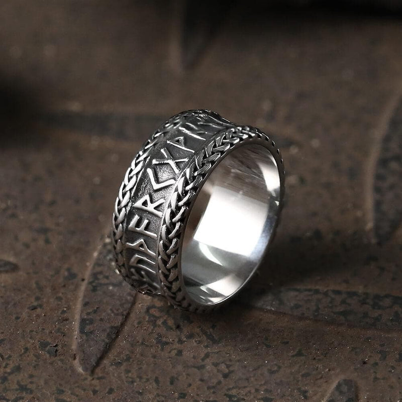 Elder Futhark Runes Stainless Steel Ring | Gthic.com