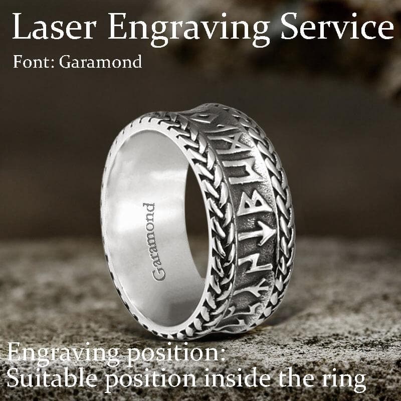 Elder Futhark Runes Stainless Steel Ring