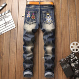 Embroidered Printed Cotton Men's Punk Pants