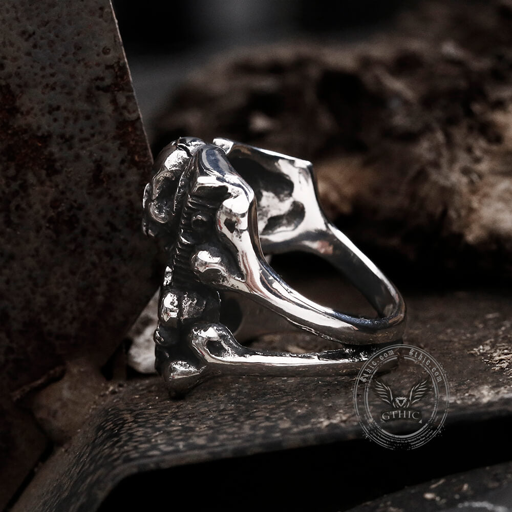 Engine Wrench Stainless Steel Skull Ring