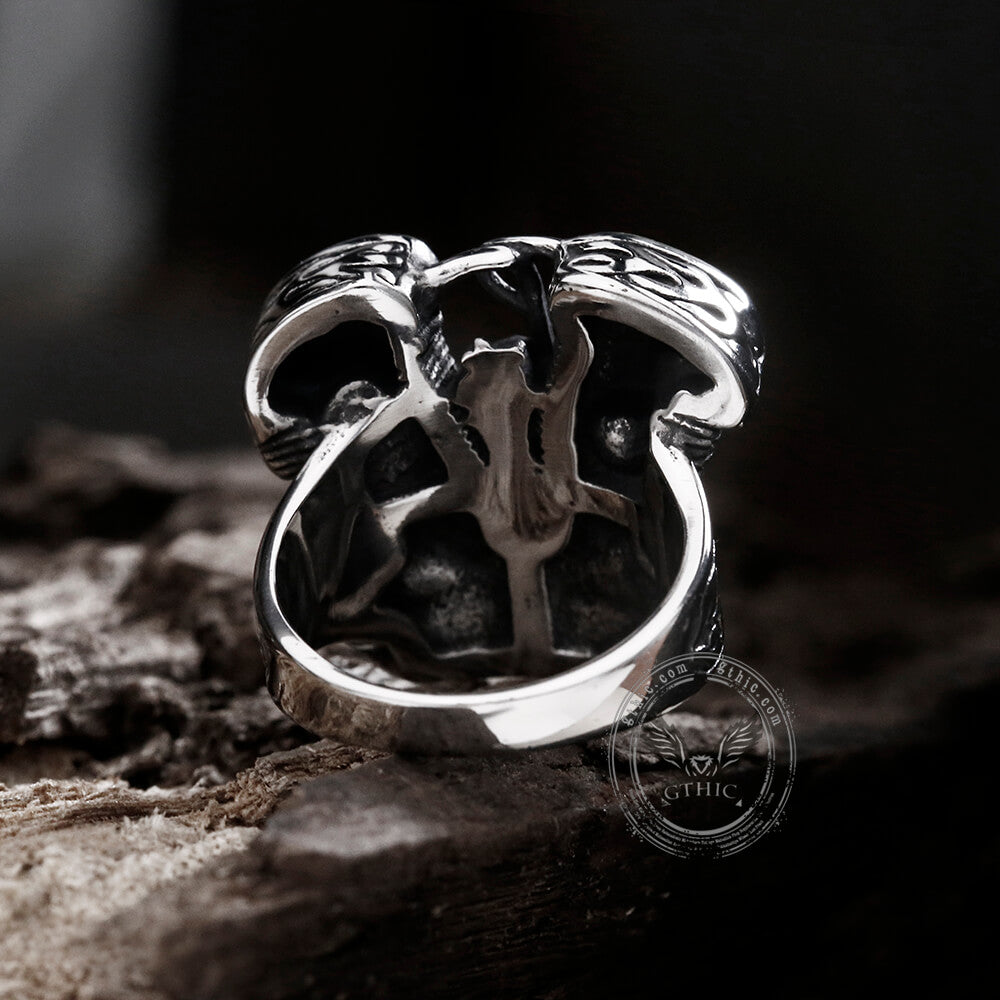 Engine Wrench Stainless Steel Skull Ring