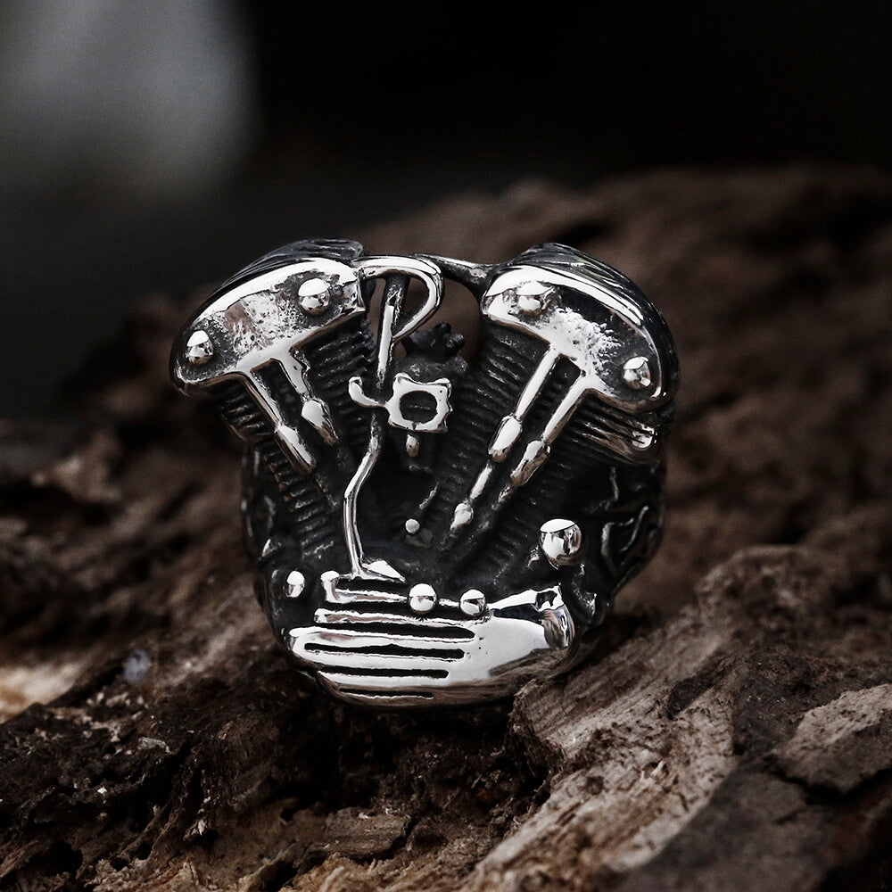 Engine Wrench Stainless Steel Skull Ring | Gthic.com