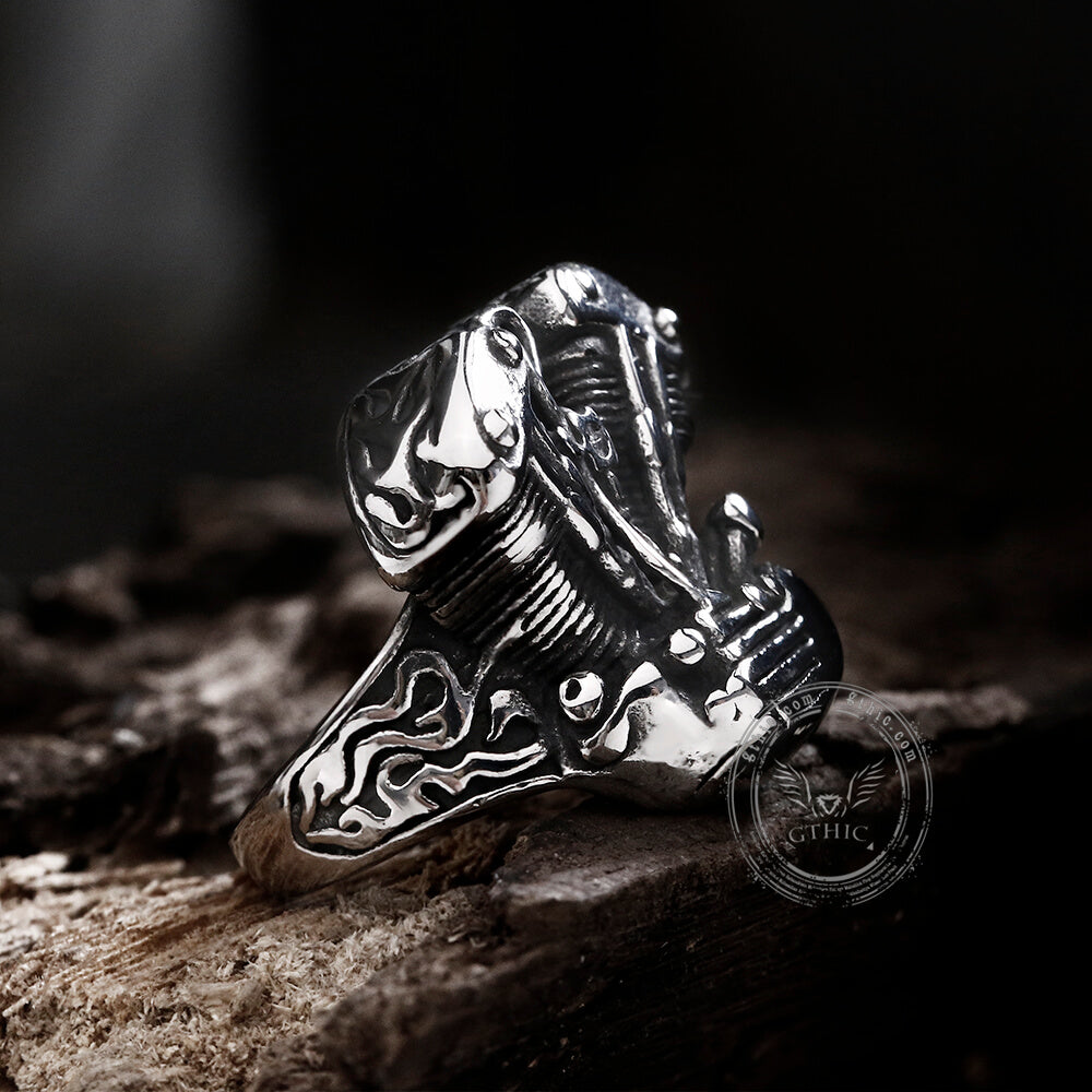 Engine Wrench Stainless Steel Skull Ring