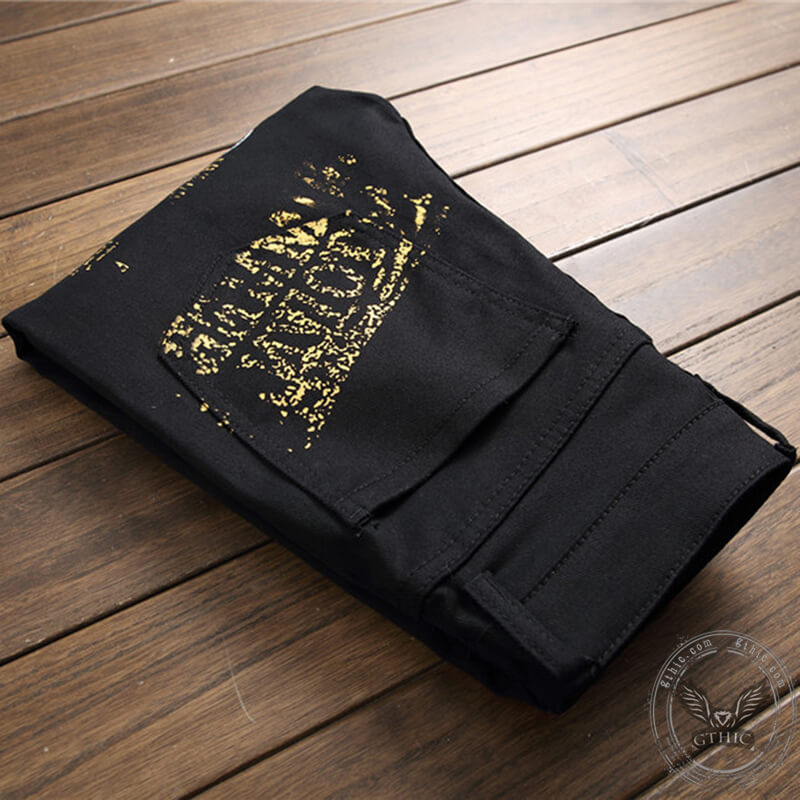 English Graffiti Print Cotton Pants