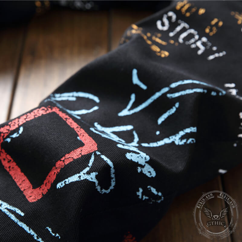 English Graffiti Print Cotton Pants | Gthic.com