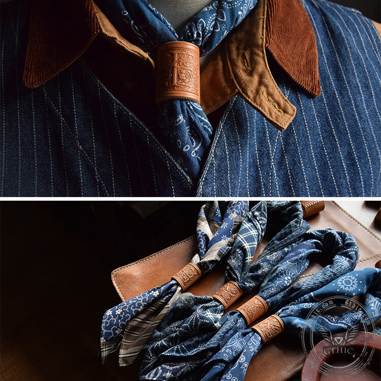 English Letter Leather Scarf Ring