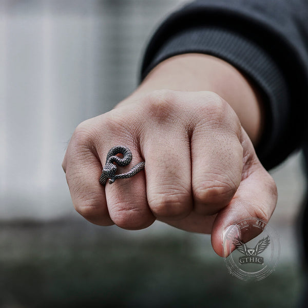 Entwined Snake Stainless Steel Ring 02 | Gthic.com