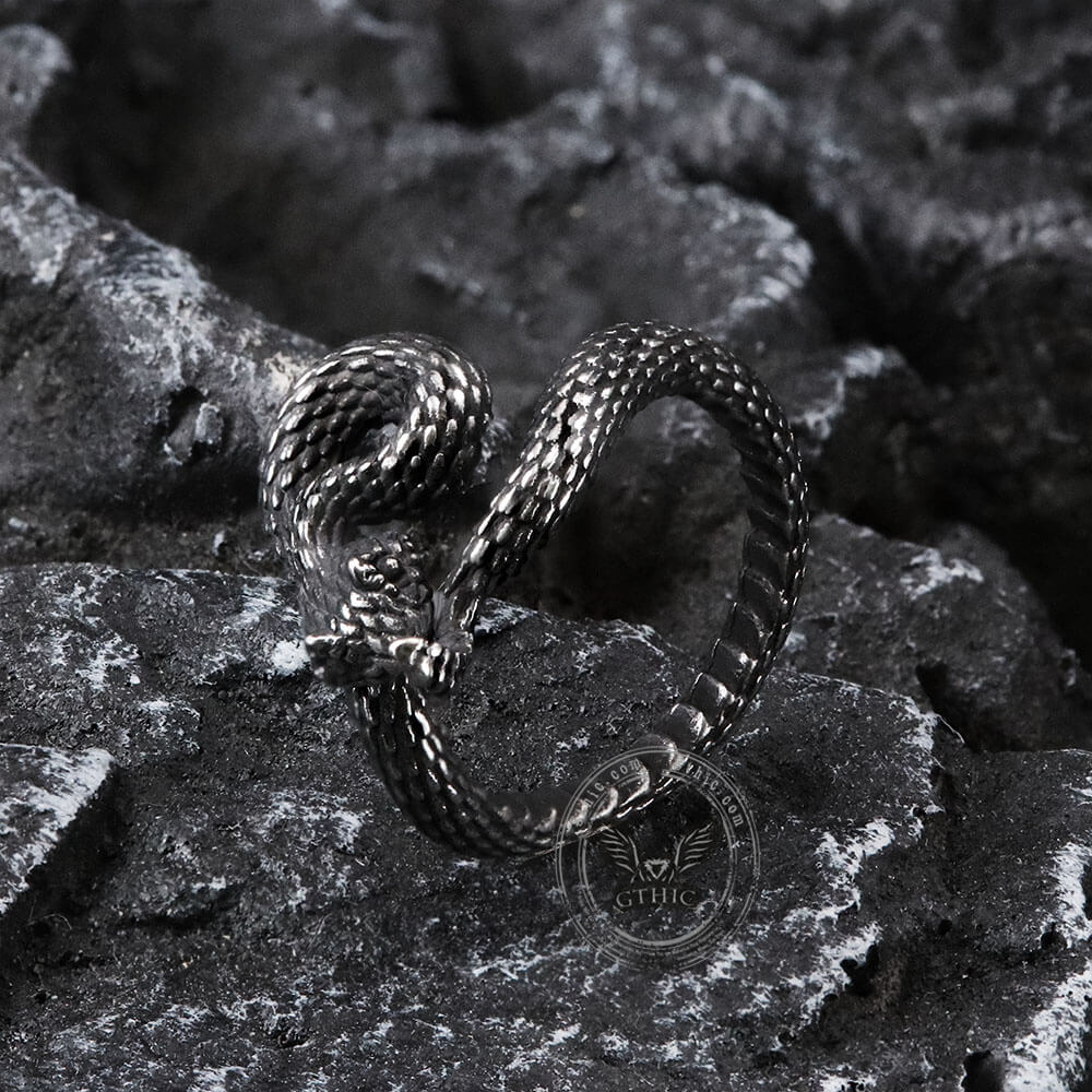 Entwined Snake Stainless Steel Ring 04 | Gthic.com