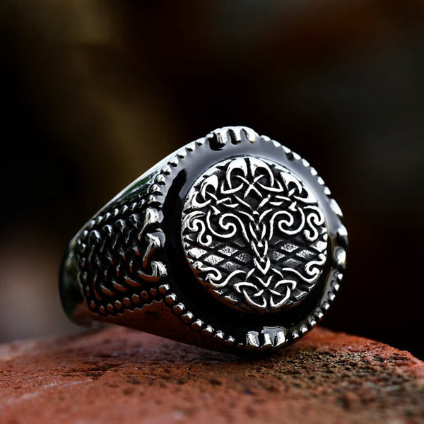 Epoxy Yggdrasil Stainless Steel Viking Ring | Gthic.com