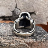 Evil Fangs Mask Sterling Silver Ring | Gthic.com