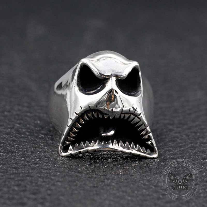 Evil Ghost Sterling Silver Halloween Ring | Gthic.com