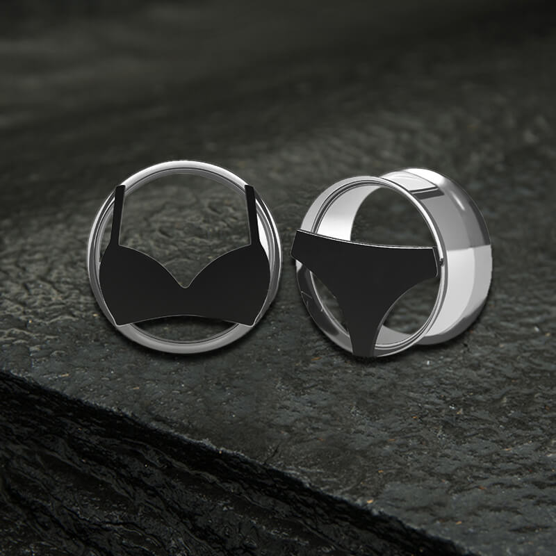 Exaggerated Underwear Design Stainless Steel Ear Gauge | Gthic.com