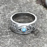 Eye And Rose Stainless Steel Goth Ring