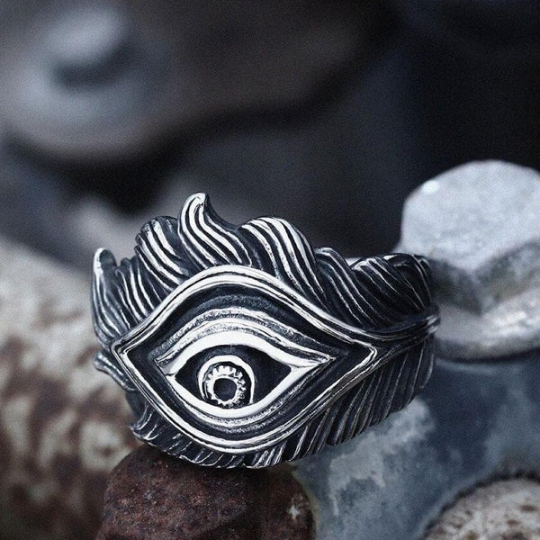 Eye Feather Stainless Steel Ring