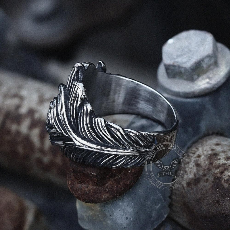 Eye Feather Stainless Steel Ring