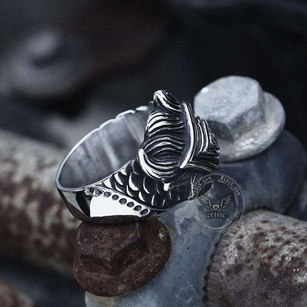 Eye Feather Stainless Steel Ring