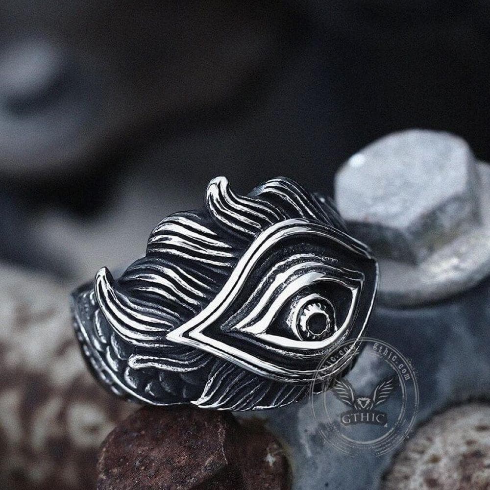 Eye Feather Stainless Steel Ring