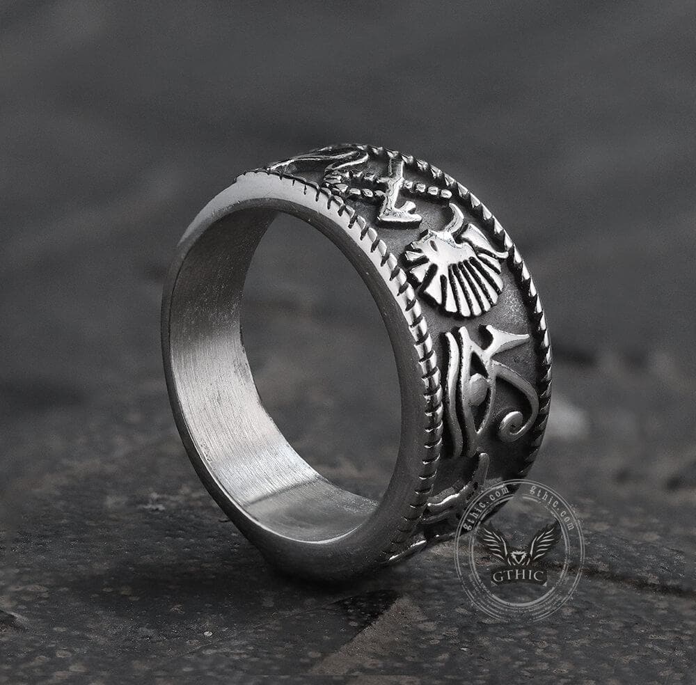 Eye of Ra Stainless Steel Signet Ring 04 | Gthic.com