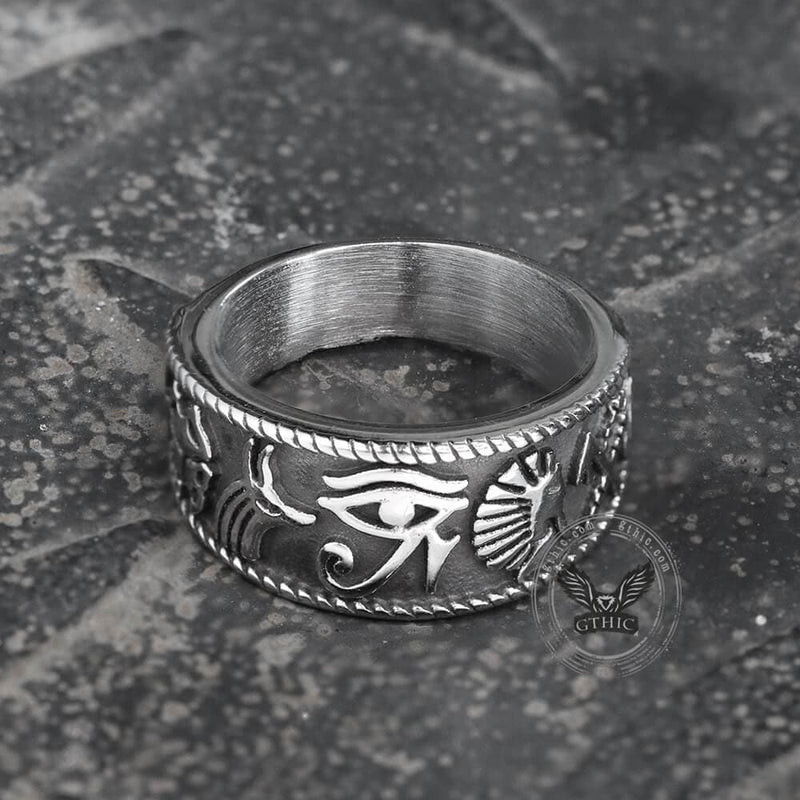 Eye of Ra Stainless Steel Signet Ring 05 | Gthic.com