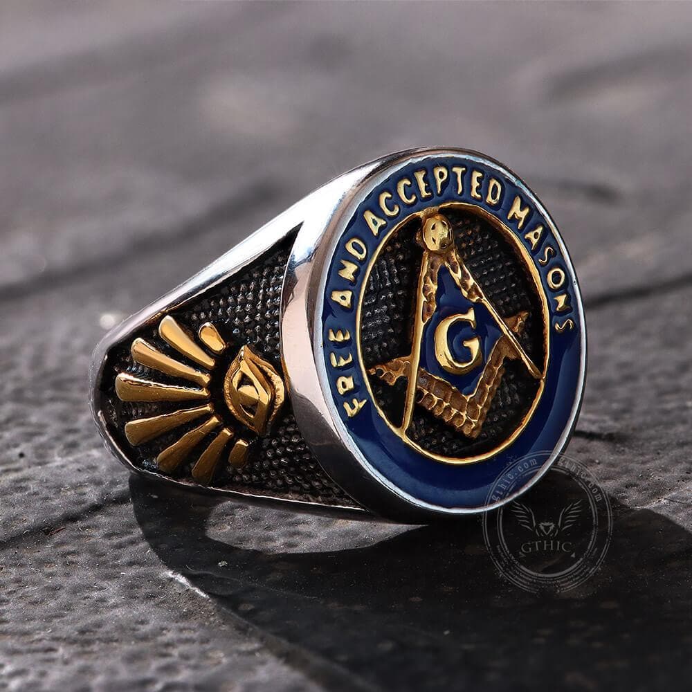 Eye Of Providence 316L Stainless Steel Masonic Ring 03 | Gthic.com
