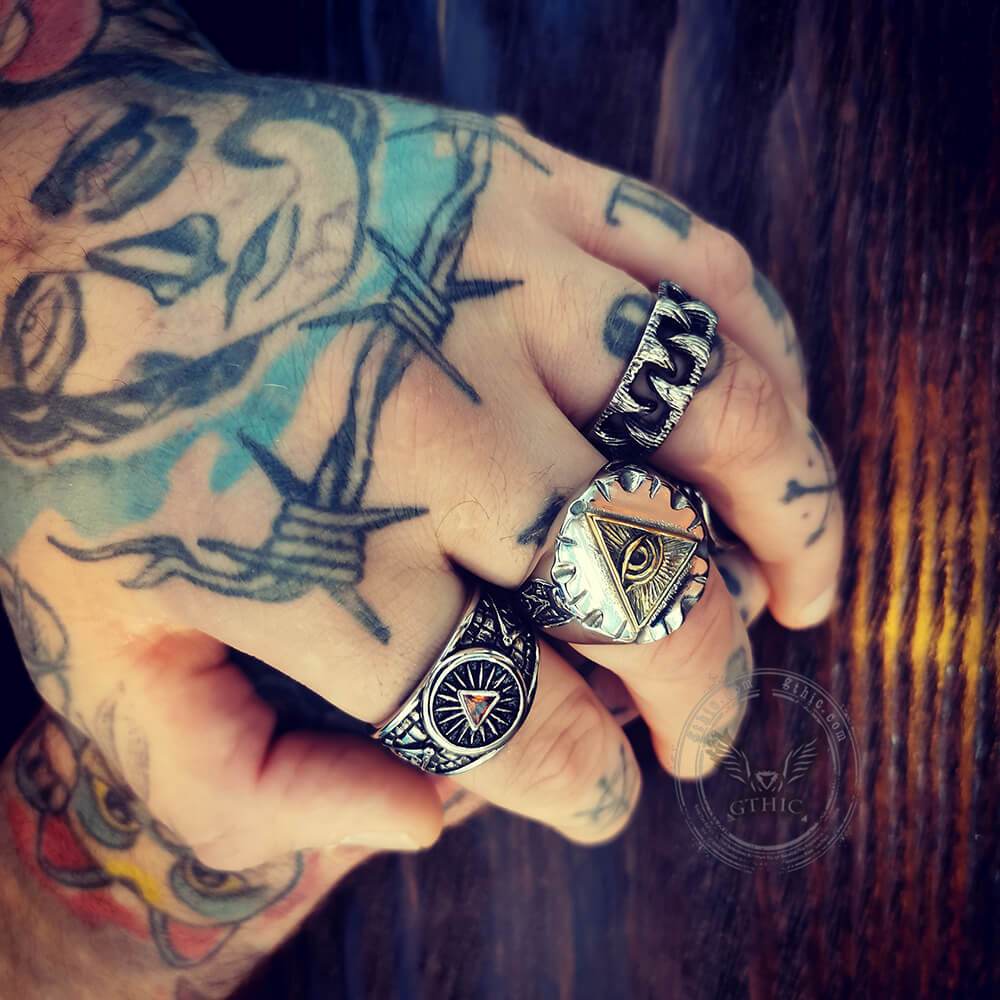 Eye Of Providence Stainless Steel Masonic Ring | Gthic.com