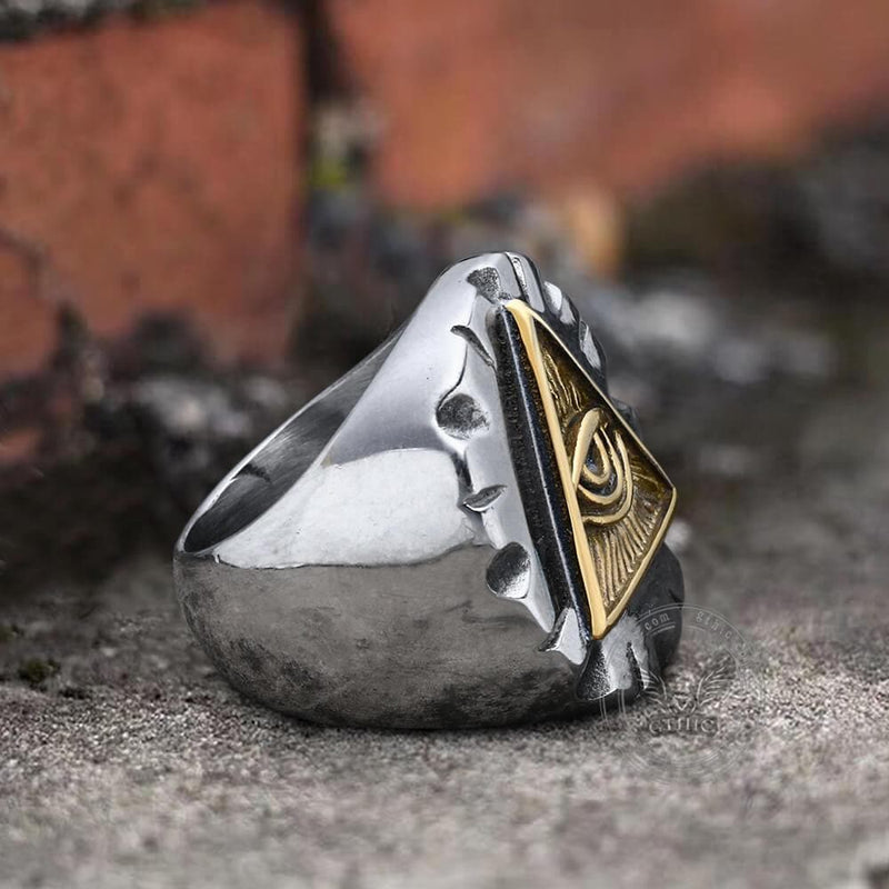 Eye Of Providence Stainless Steel Masonic Ring | Gthic.com