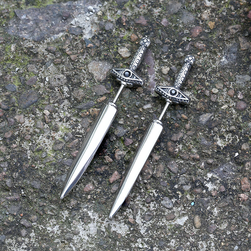 Eye of Providence Sword Stainless Steel Stud Earring | Gthic.com