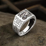 Eye of Ra Ankh Egyptian Symbol Sterling Silver Adjustable Ring | Gthic.com