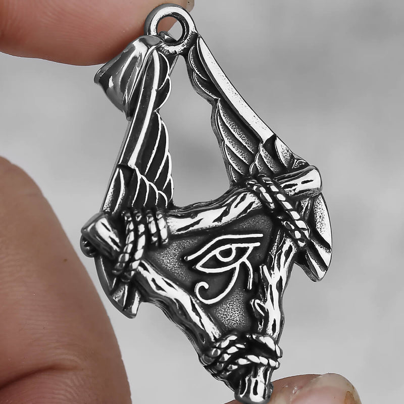 Eye Of Ra Wings Stainless Steel Pendant | Gthic.com