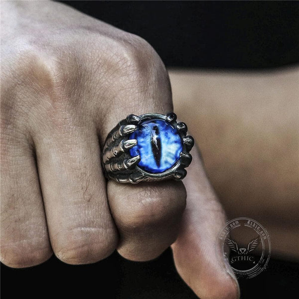 Dragon Eye RVS Skull Claw Ring