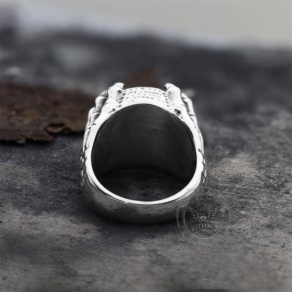 Dragon Eye RVS Skull Claw Ring