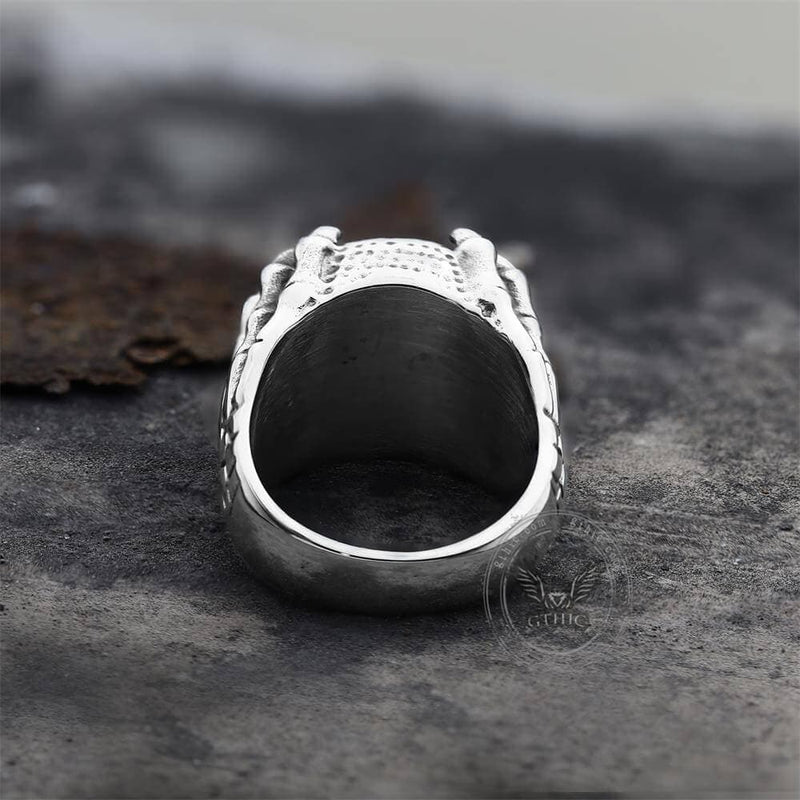 Dragon Eye Stainless Steel Skull Claw Ring