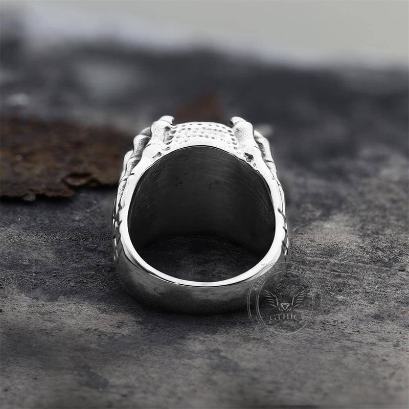 Anello artiglio teschio in acciaio inossidabile con occhio di drago