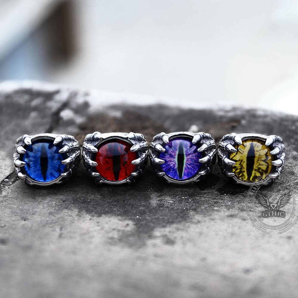 Anello artiglio teschio in acciaio inossidabile con occhio di drago