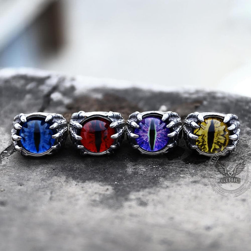 Anello artiglio teschio in acciaio inossidabile con occhio di drago
