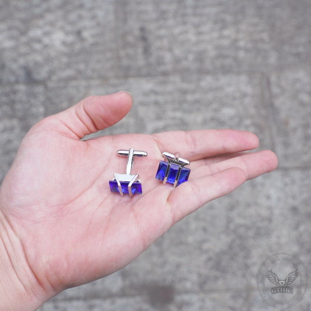 Rectangular CZ Stone Brass Cufflinks