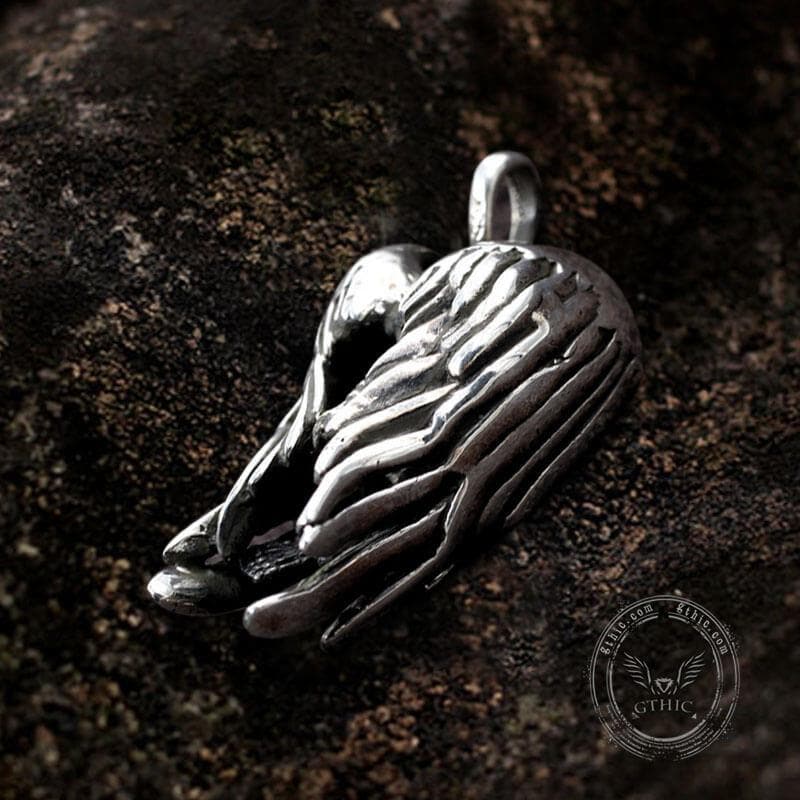 Fallen Angel Sterling Silver Skeleton Pendant