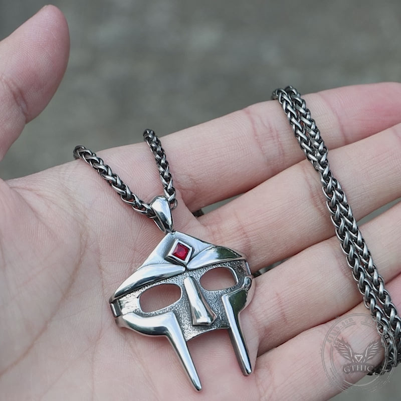 MF Doom Mask Gem-set Stainless Steel Pendant