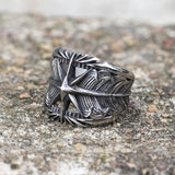 Feather Star Stainless Steel Ring 03 Silver | Gthic.com