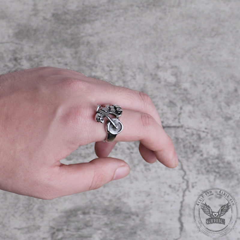 Motorcycle Skull Stainless Steel Biker Ring