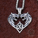 Heart-shaped Fenrir Wolf Stainless Steel Viking Pendant03 | Gthic.com