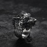 Fenrir Wolf Head Sterling Silver Ring | Gthic.com