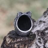 Fenrir Wolf Stainless Steel Viking Ring | Gthic.com